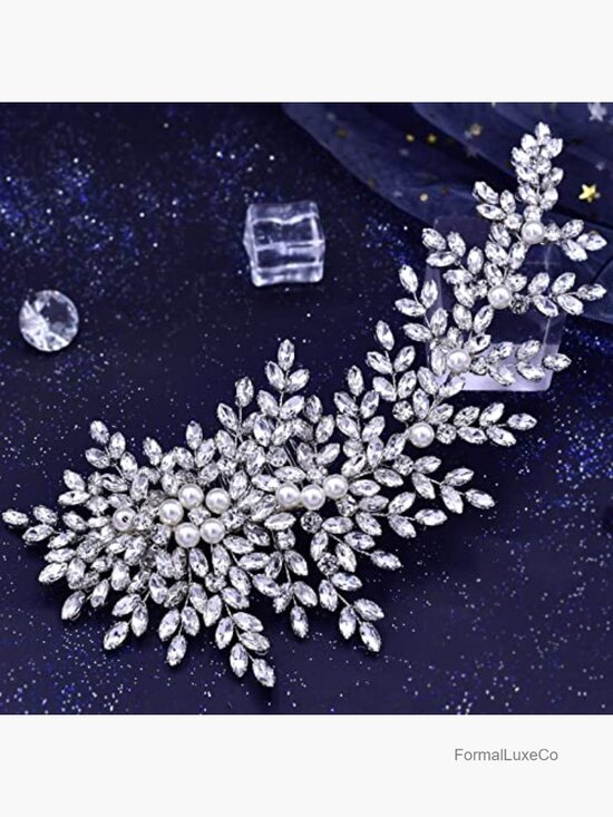 Crystal Wedding Hair Comb with Pearls and Rhinestones main image 6
